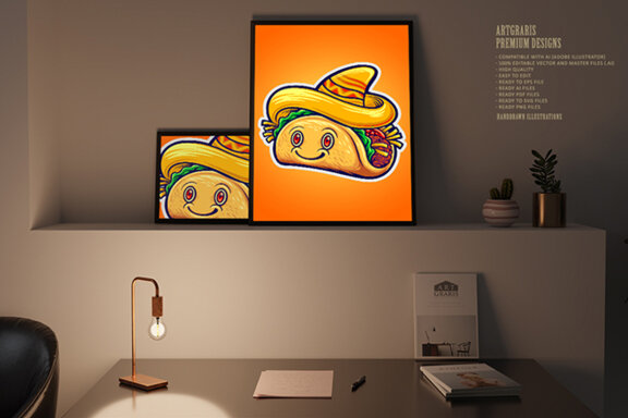 Cute delicious tacos restaurant logo