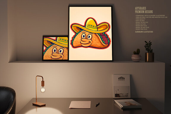 Funny delicious tacos restaurant logo