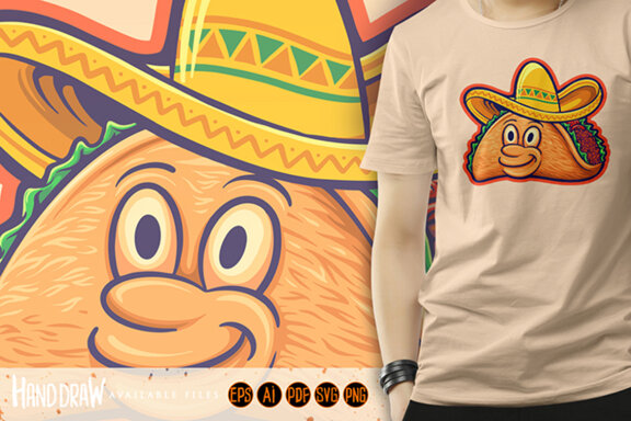 Funny delicious tacos restaurant logo