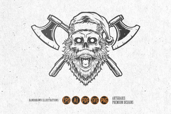 Merry christmas skull axe Silhouette