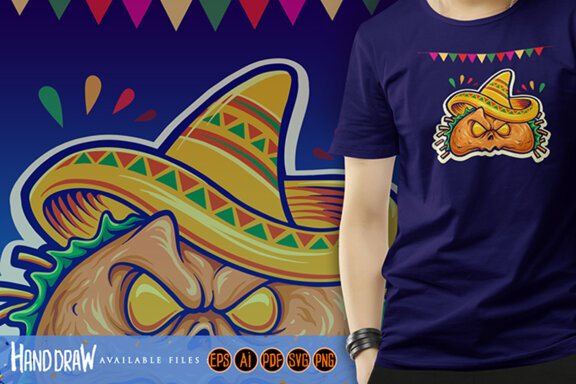 Scary delicious tacos restaurant mascot