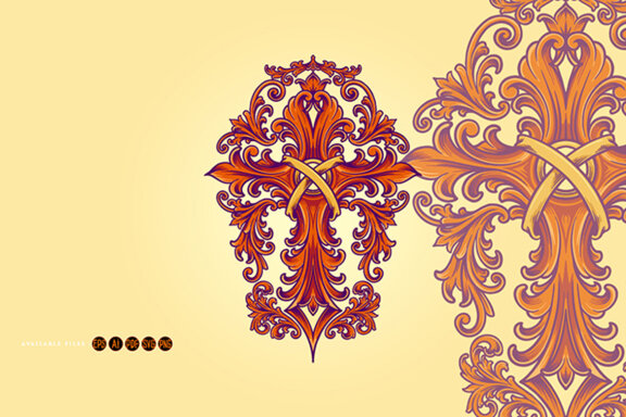 Luxury vintage cross flourish ornament