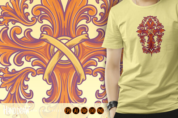 Luxury vintage cross flourish ornament