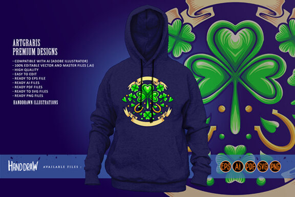 St patricks clover day with vintage ribbon