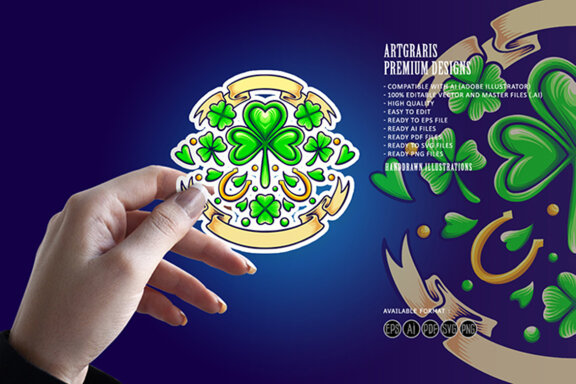 St patricks clover day with vintage ribbon