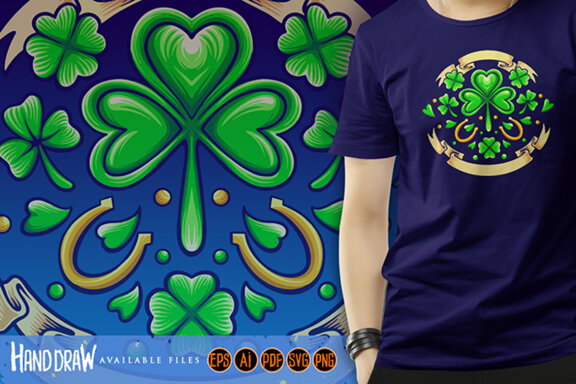 St patricks clover day with vintage ribbon
