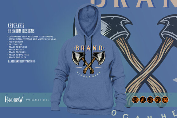 Lumberjack wooden axe woodworking Logo