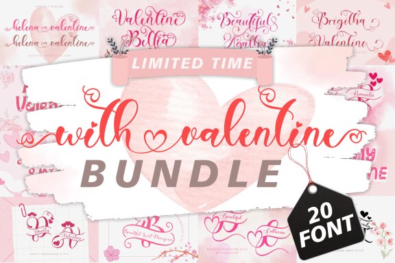 With Valentine Bundle - 20 Fonts