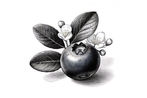Fruits and Vegetables Black Engraved
