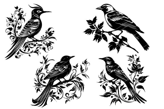 Ornamental Bird Silhouettes