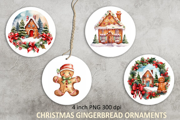 Christmas Gingerbread Ornaments Sublimation