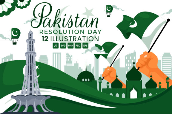 12 Pakistan Resolution Day Illustration