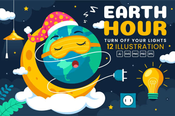 12 Happy Earth Hour Day Illustration