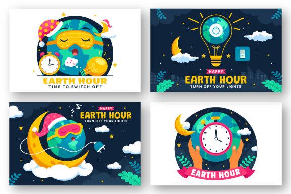 12 Happy Earth Hour Day Illustration