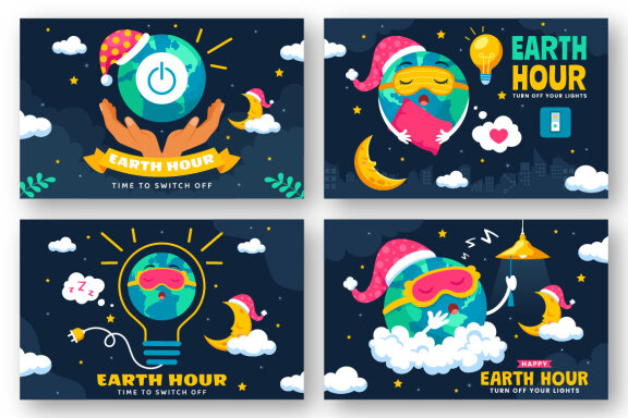 12 Happy Earth Hour Day Illustration