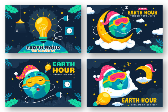12 Happy Earth Hour Day Illustration