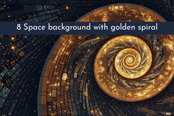 Space background with golden spiral