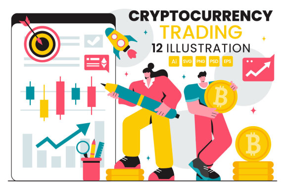 12 Cryptocurrency Trading and Blockchain Illustration