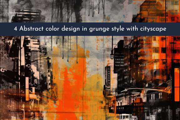 Abstract color design in grunge style with cityscape
