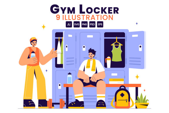 9 Gym Locker Room Illustration