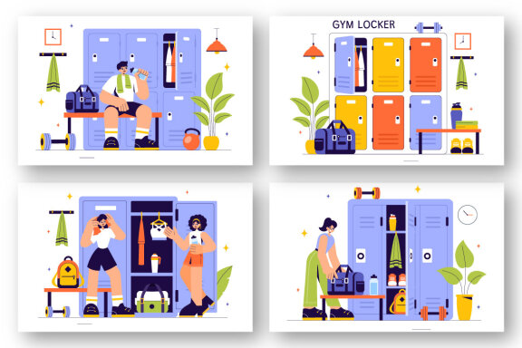 9 Gym Locker Room Illustration