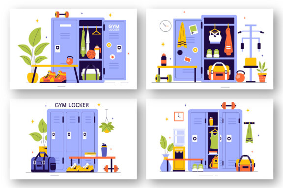 9 Gym Locker Room Illustration