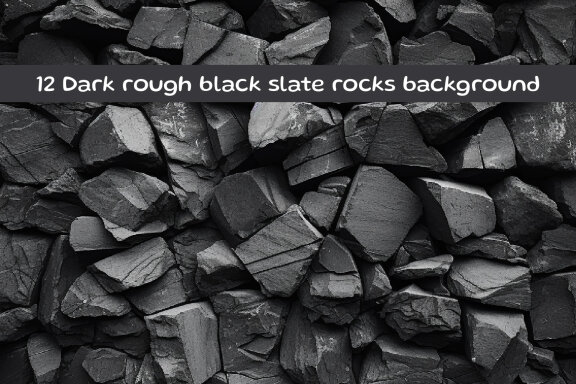 Dark rough black slate rocks background