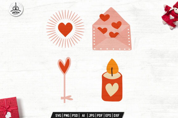Valentines Day Clipart Icons SVG, Valentine Elements PNG