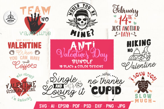 Anti-Valentine's Day Bundle | Funny Valentine Quotes 18 SVGs