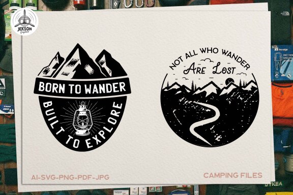 Mountains SVG Silhouette Designs Camping Tshirt Cutting PNG
