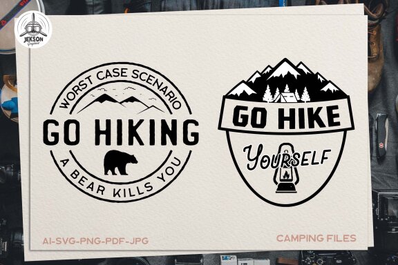 Hiking SVG Silhouette Designs Camping Tshirt Cutting PNG
