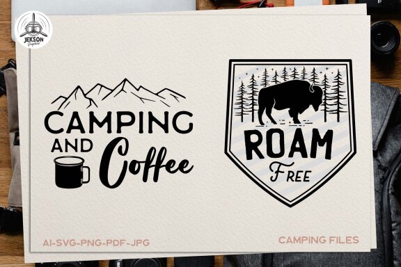 Camping SVG Silhouette Designs Coffee Tshirt Cutting PNG EPS