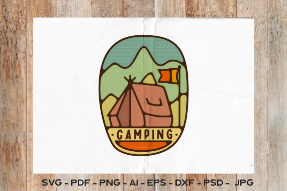 Camping Tent Badge Design SVG | Travel Sublimation Logo PNG