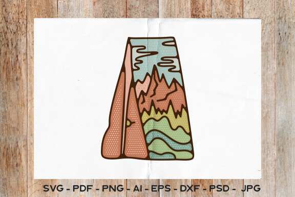 Camping Tent Badge Design SVG Mountains Sublimation Logo PNG