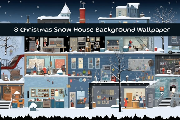 Christmas Snow House Background 