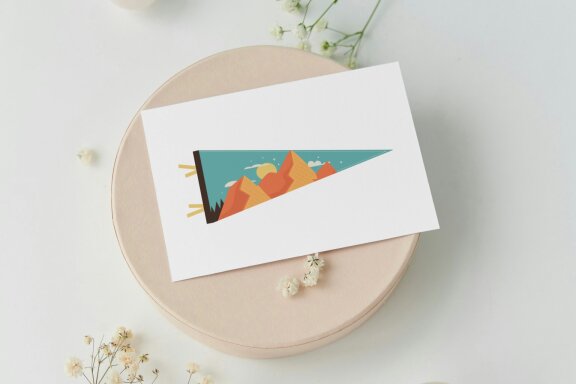 Camping Sublimation Pennant Design | Mountains Sticker SVG