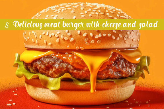Delicious meat burger with cheese and salad