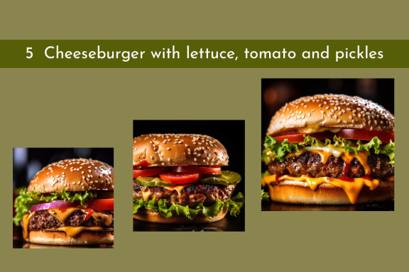Cheeseburger with lettuce, tomato and pickles