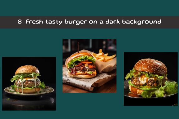 Fresh tasty burgers on a dark background