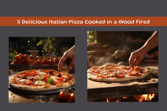 Delicious italian pizza cooked in a wood fired