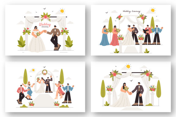 8 Wedding Ceremony Celebration Illustration