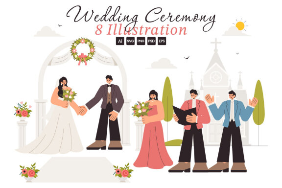 8 Wedding Ceremony Celebration Illustration