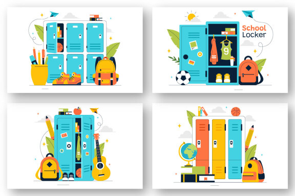 9 School Locker Room Illustration