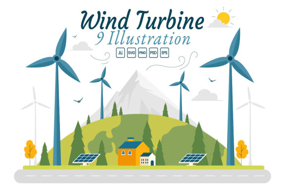 9 Sustainable Wind Turbine Illustration