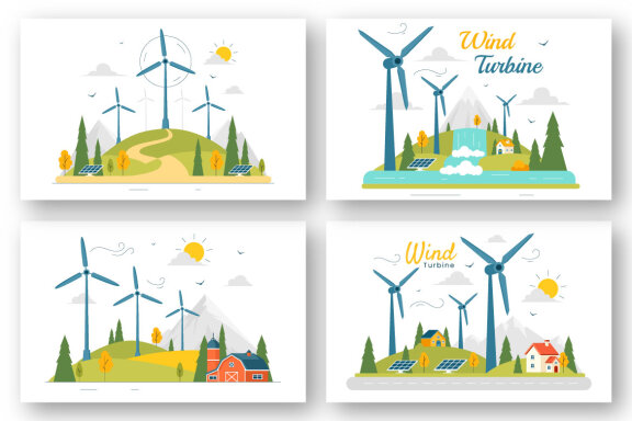 9 Sustainable Wind Turbine Illustration