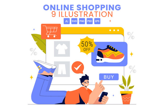 9 Online Shopping Illustration