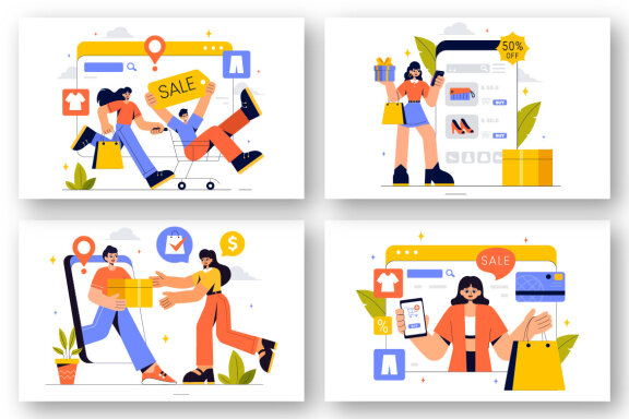 9 Online Shopping Illustration