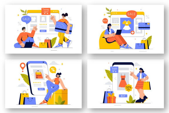 9 Online Shopping Illustration