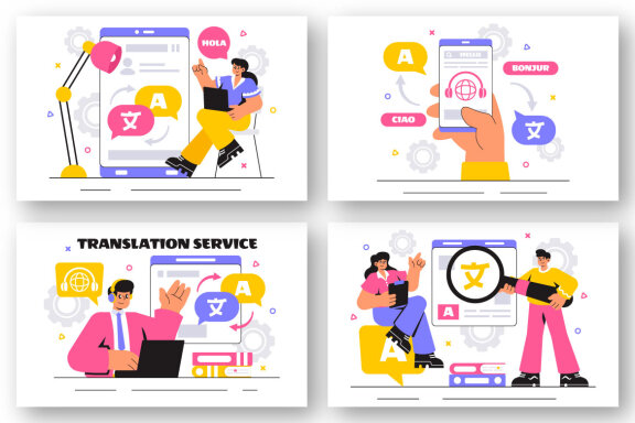 12 Language Translation Service Illustration