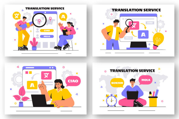 12 Language Translation Service Illustration